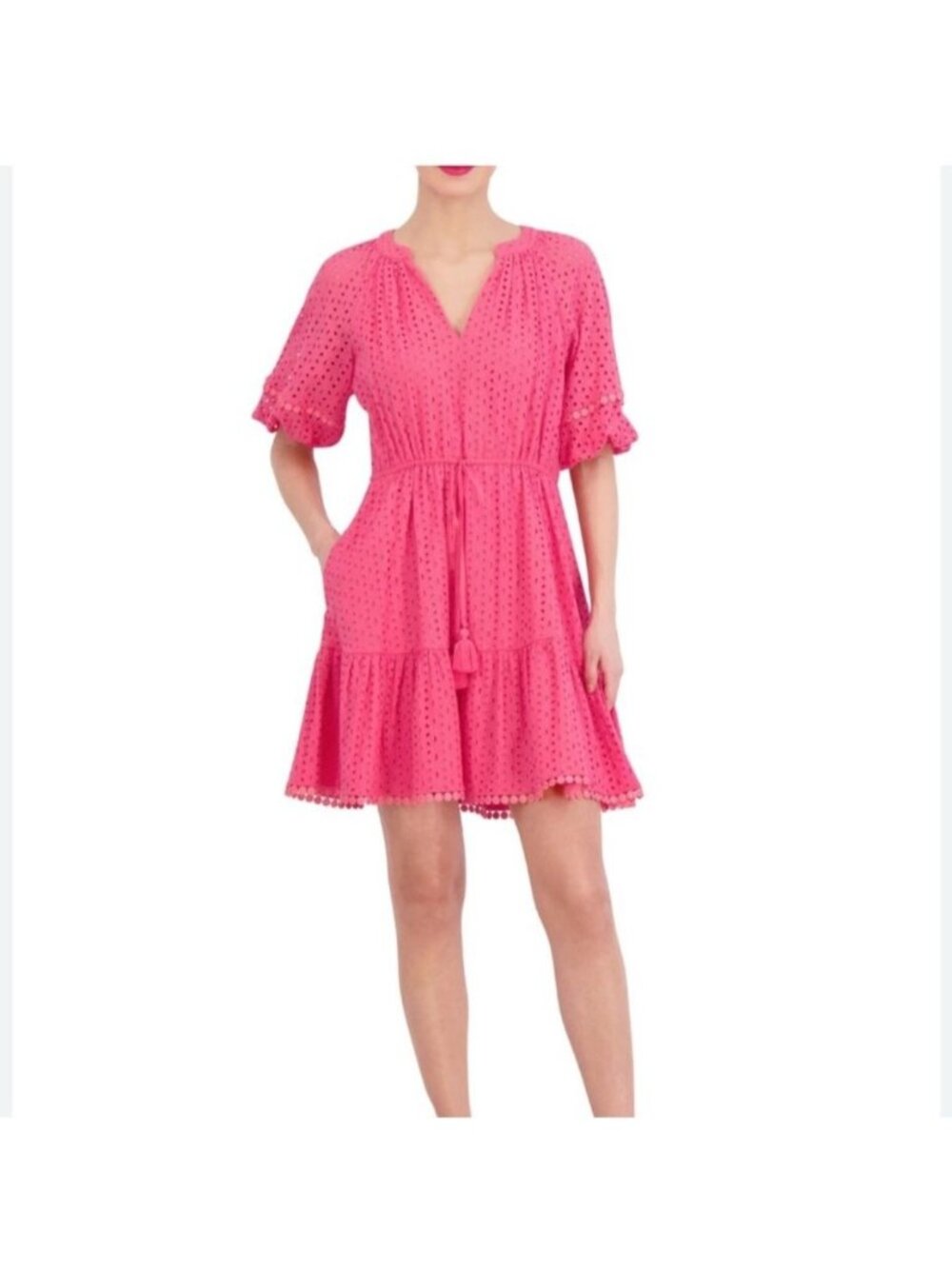 Vince Camuto Womens Pink Eyelet Cotton Dress Size 4 NWT